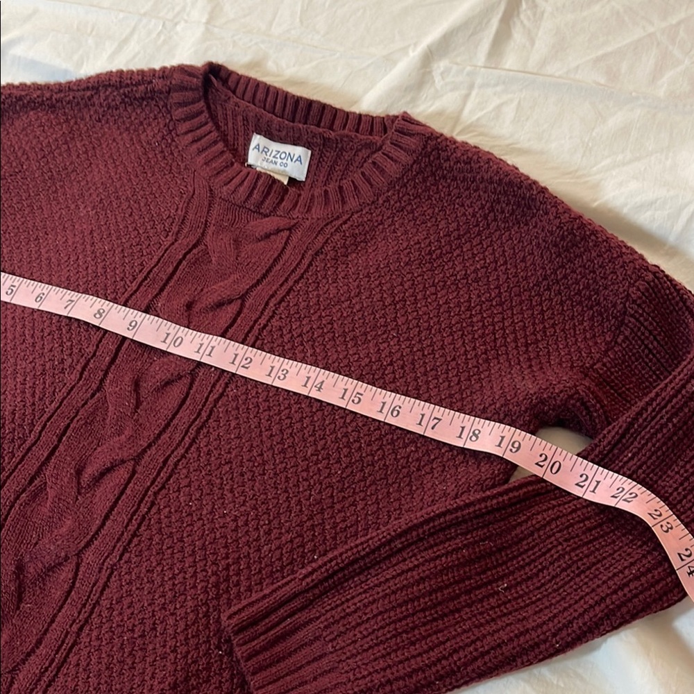 Arizona Jean Company Women's Burgundy Cable Knit Sweater Size Medium - Picture 4 of 7